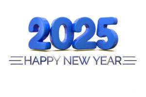 Shiny happy new year 2025 background with blue