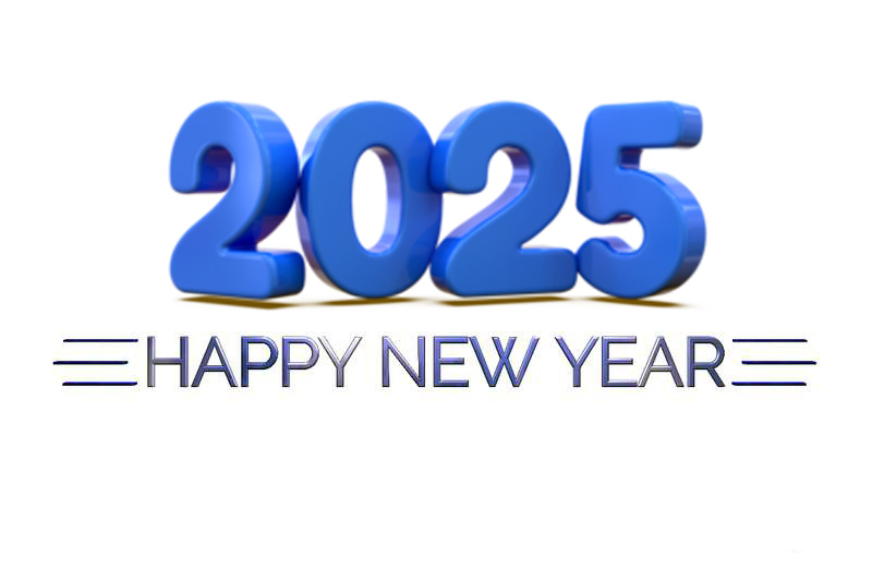 Shiny happy new year 2025 background with blue