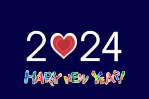 Happy new year 2024 image with love shape download
