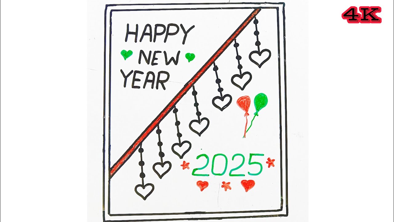 Happy new year 2025 drawing happy new year drawing easy