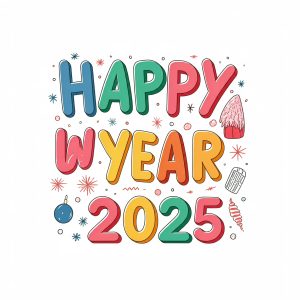 Happy new year 2025 easy drawing & 3d drawings for kids 1