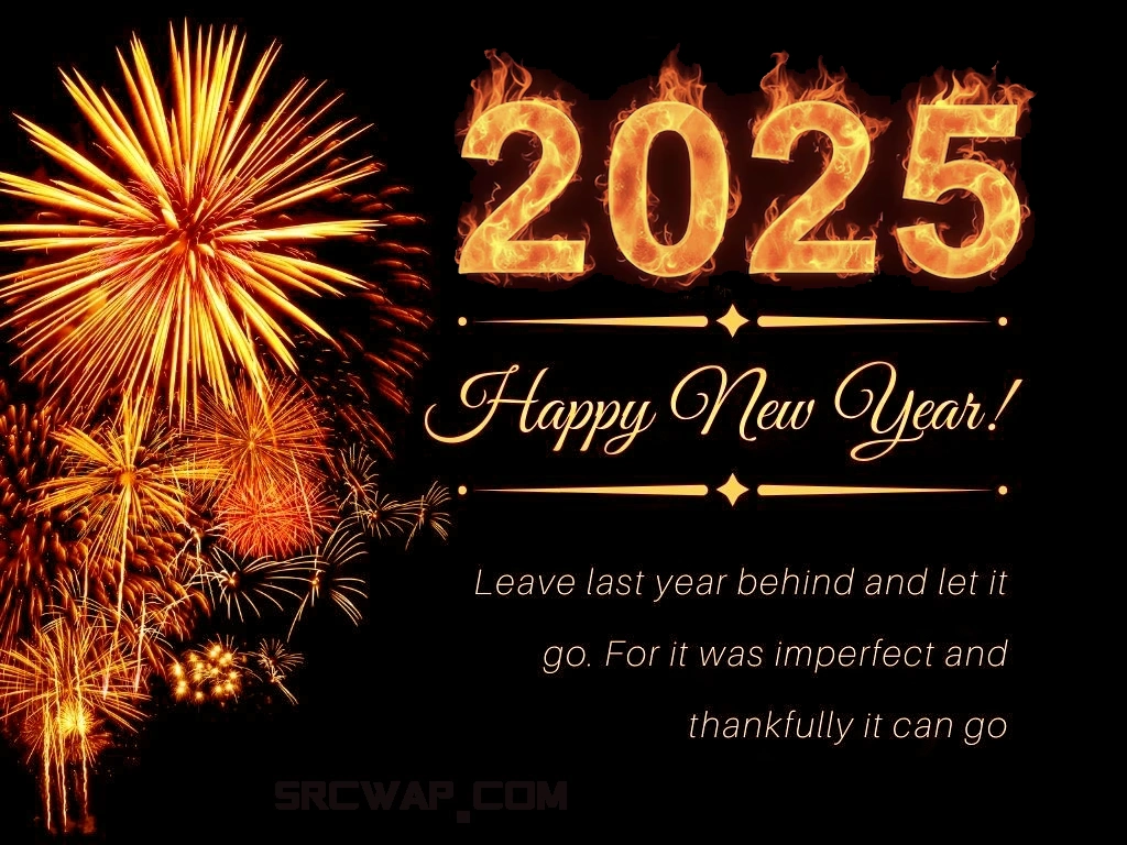 Happy new year desktop background 2025 with wishes quotes