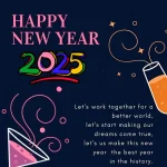 Happy new year 2025 greetings lets work together for a better world