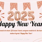 Happy new year 2025 greeting card with pink background with wishes