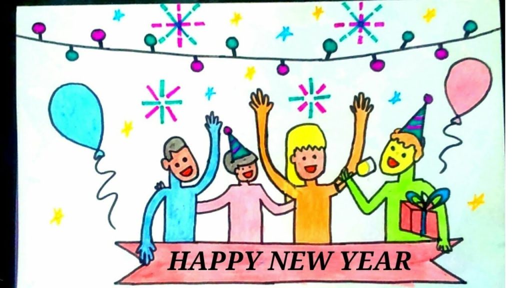 Hand drawn Kids drawing vector Illustration set of Happy New Year 2023 in a  cartoon style 14435199 Vector Art at Vecteezy