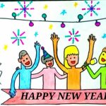 Happy new year drawing new year drawing easy drawing for kids