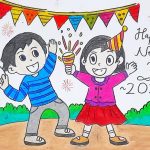 How to draw new year celebration 2025