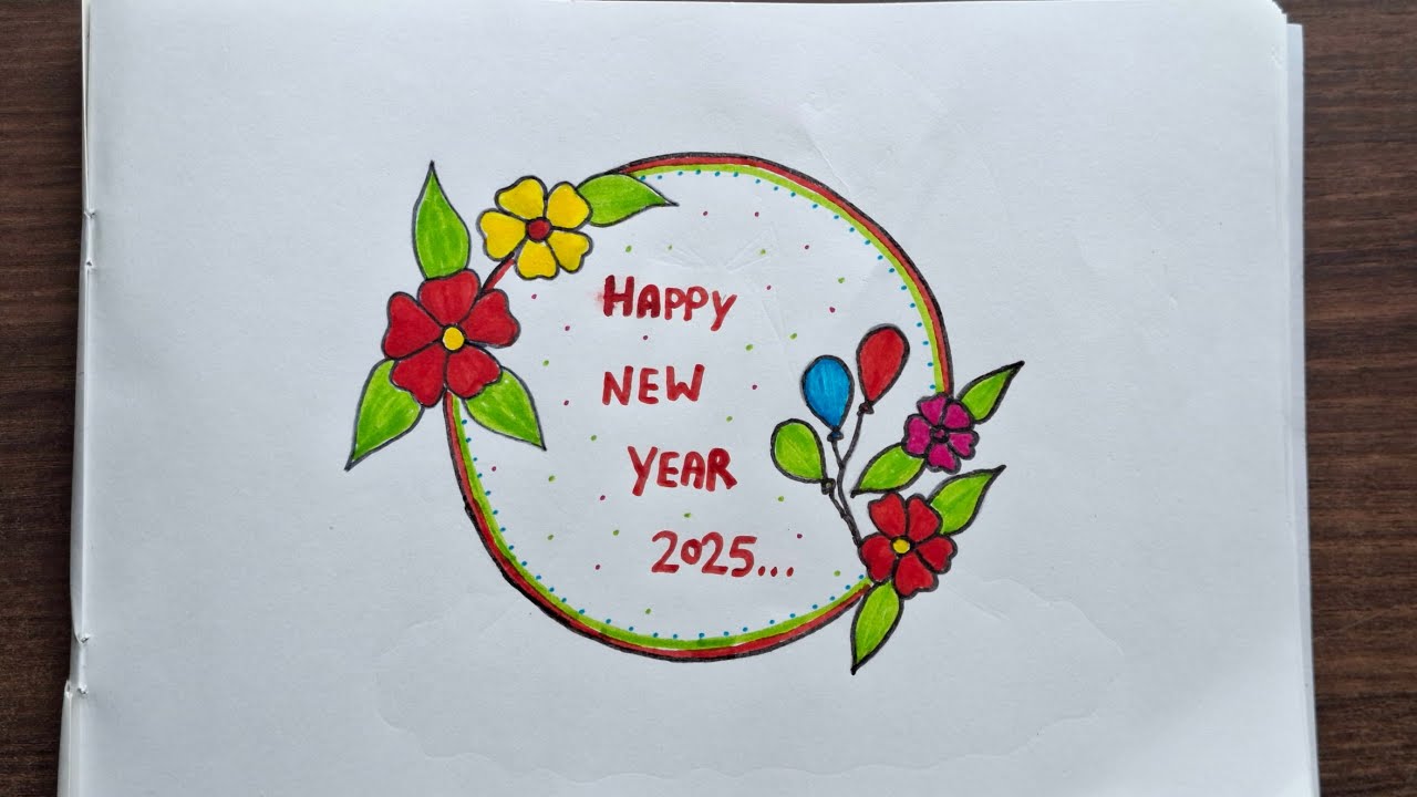 How to draw happy new year 2025 pencil sketch drawing