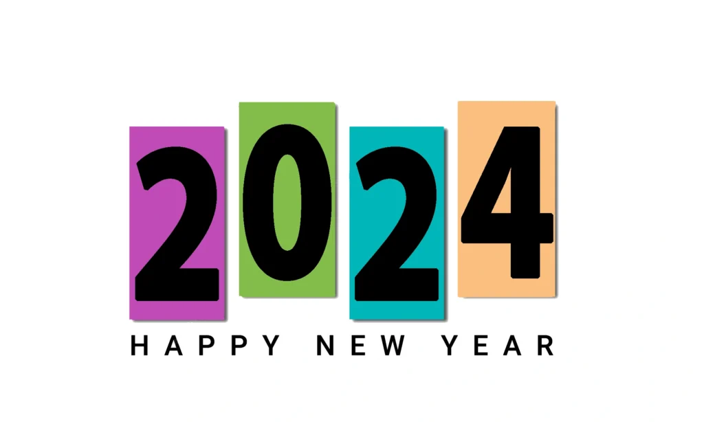 Happy new year 2024 wishes design happy new year template