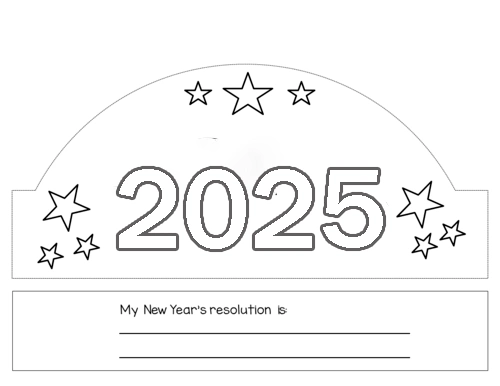 New year resolution 2025 happy new year 2025 colouring party crowns