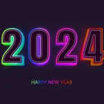 2024 happy new year 3d realistic isolated neon text effect