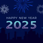 2025 new year eves day blue background