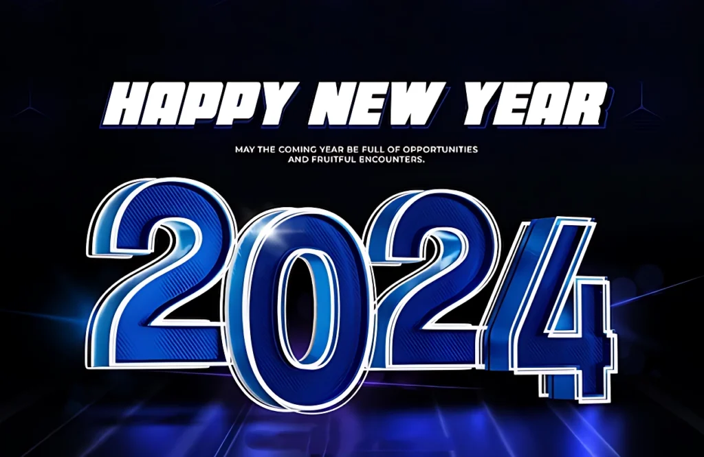 3d happy new year 2024 banner design