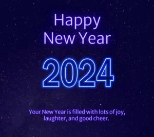 Happy new year 2024 wishes with blue color effect image hd collection