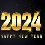 Happy new year 2024 with sparkling gold effect
