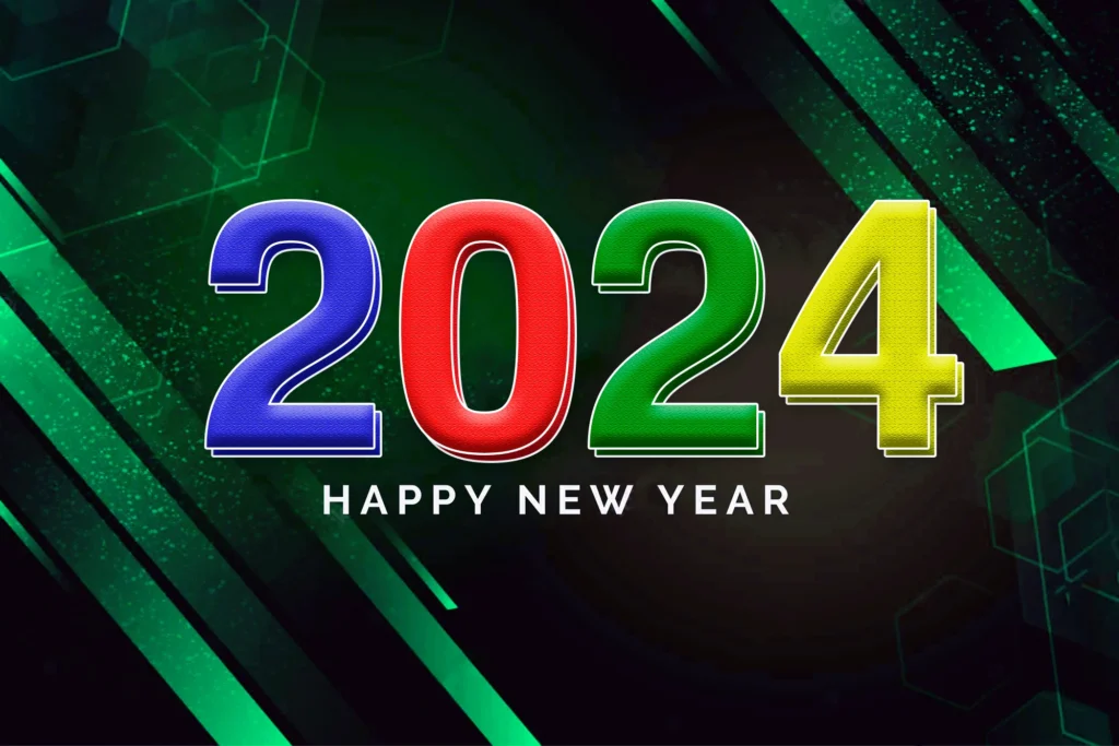 Futuristic happy new year 2024 background