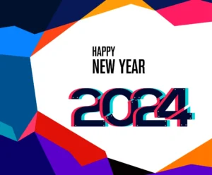 Happy new year 2024 colorful abstract background social media