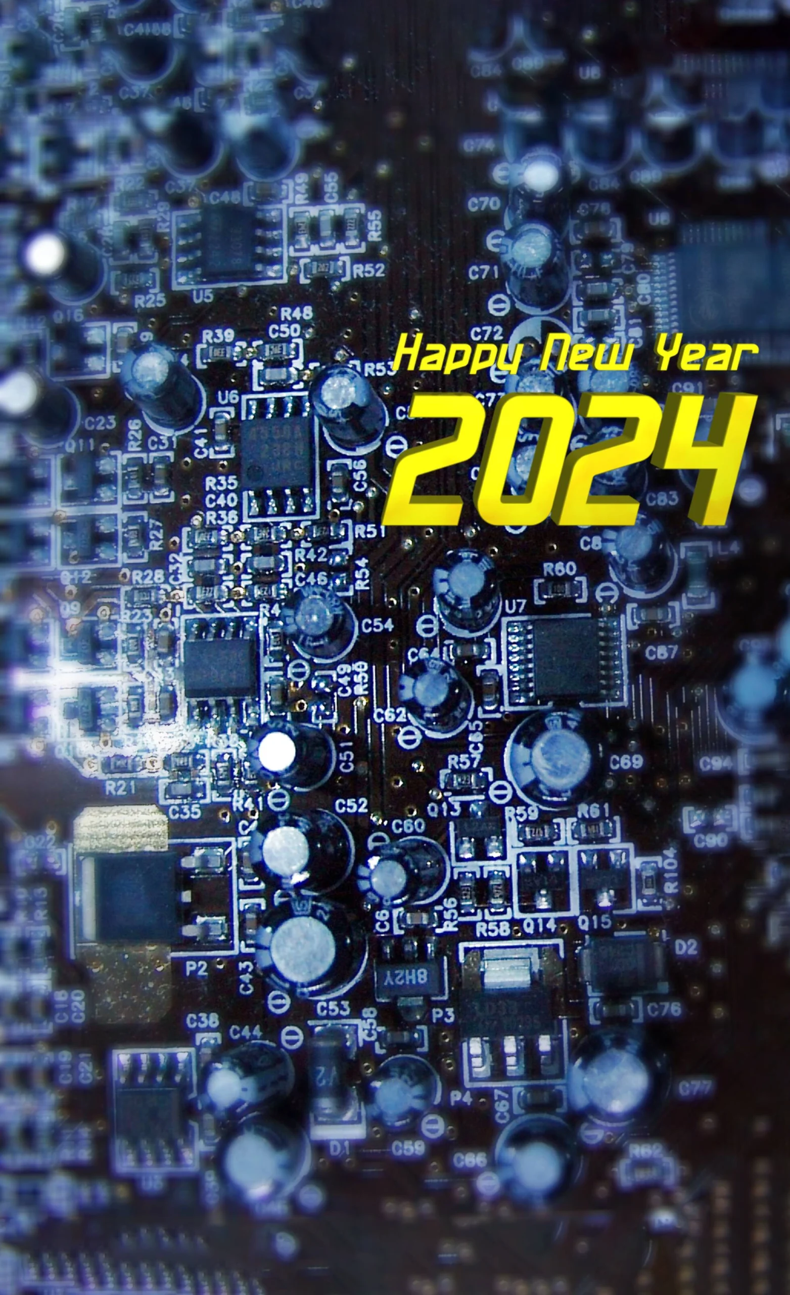 Light vivid colors blur frame fragment happy new year 2024