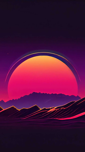 Ai sunset mountain synthwave mobile phone wallpaper.jpg