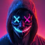 Scary neon mask guy in hoodie iphone wallpaper hd.jpg