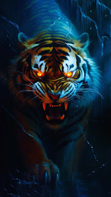 White Tiger Fire CGI 4K Ultra HD Mobile Wallpaper