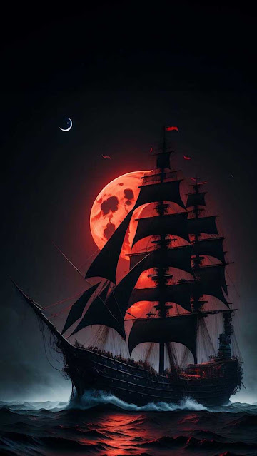 Moon Ship Ocean iPhone Wallpaper 4K – Wallpapers Download