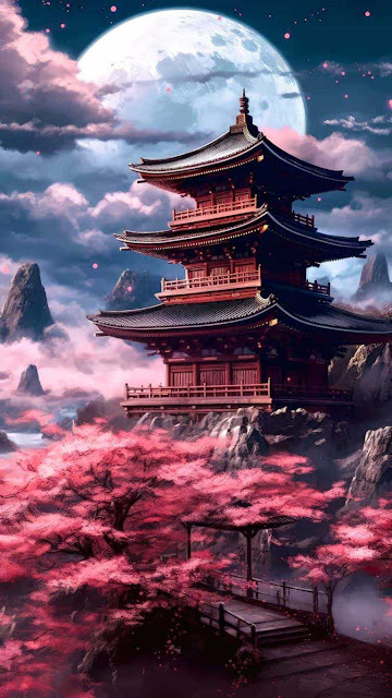 Japan Temple Moon iPhone Wallpaper – Wallpapers Download