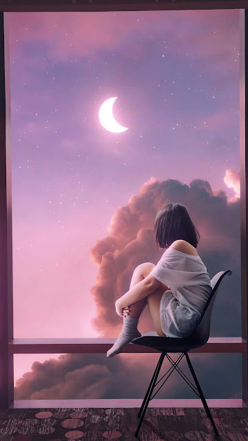 iPhone Wallpaper 4K Lonely Girl At Night - Wallpapers Download 2024
