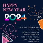 Happy new year 2024 greetings lets work together for a better world