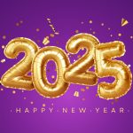 Purple and golden happy new year card