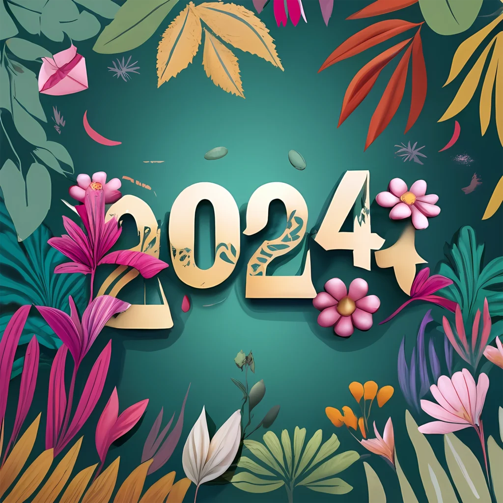 Ai generated floral happy new year 2024 image photo