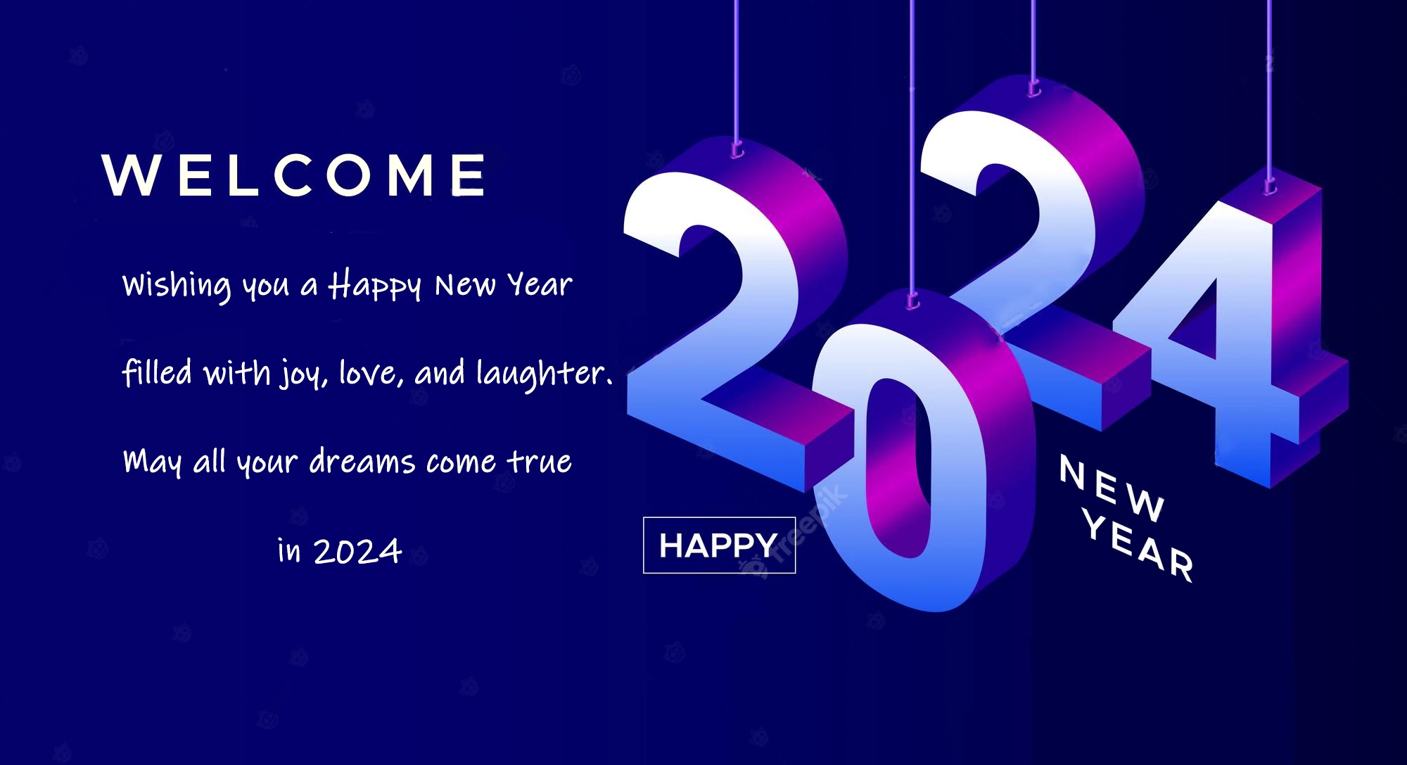 Welcome 2024 isometric 2024 new year celebration 3d happy new year greeting realistic vector
