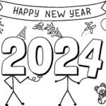 2024 simple new years colouring