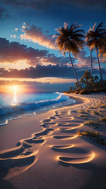 Beautiful Sunset Beach Sand Mobile Wallpaper – Wallpapers Download