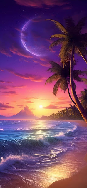 Beach Sunset Landscape View Mobile Wallpaper – Wallpapers Download