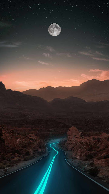 Desert Moon Neon Road iPhone Wallpaper – Wallpapers Download