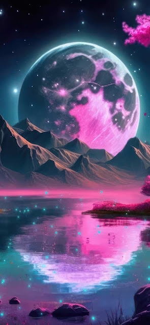 Moon Night Scenery Art iPhone Wallpaper – Wallpapers Download