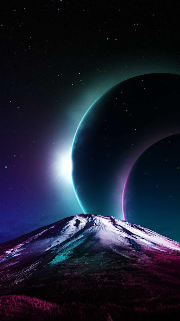 Planets Above Mountain iPhone Wallpaper – Wallpapers Download
