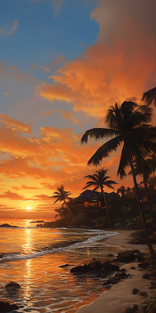 Sunset tropical island palm trees mobile wallpaper.jpg