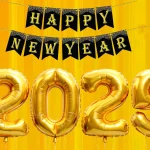 Happy new year background modern greeting with 2025 new year numbers on yellow abstract background