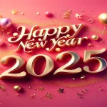 2025 happy new year, pink background, message