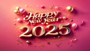 2025 happy new year, pink background, message