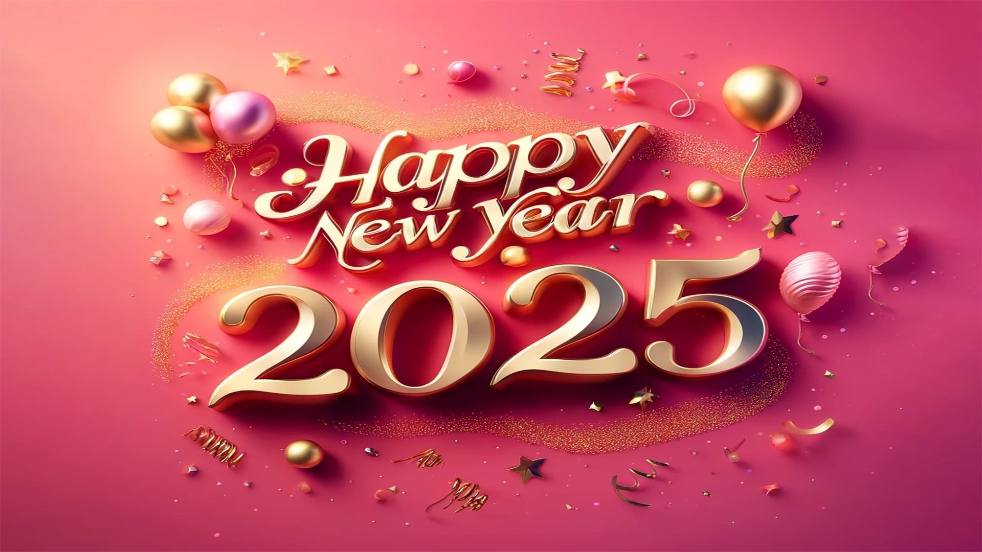 2025 Happy New Year Pink Background, Message, Free Image