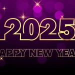 2025 happy new year purple wallpaper 2560x1440px (2k) free download