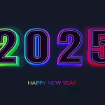 2025 happy new year neon sign text graphics