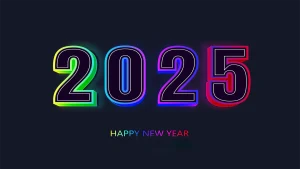 2025 happy new year neon sign text graphics