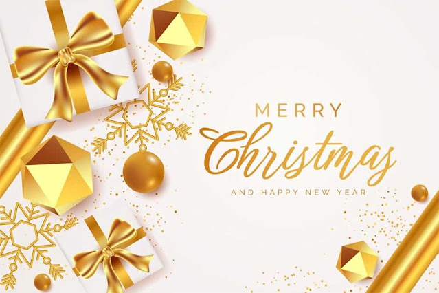Free Download Christmas, Gift, Gold Stars, White, Free Image Download