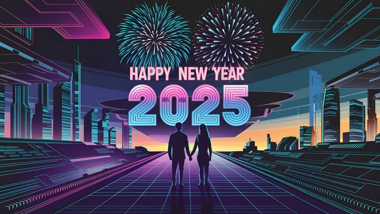 Happy new year 2025 couple wallpaper