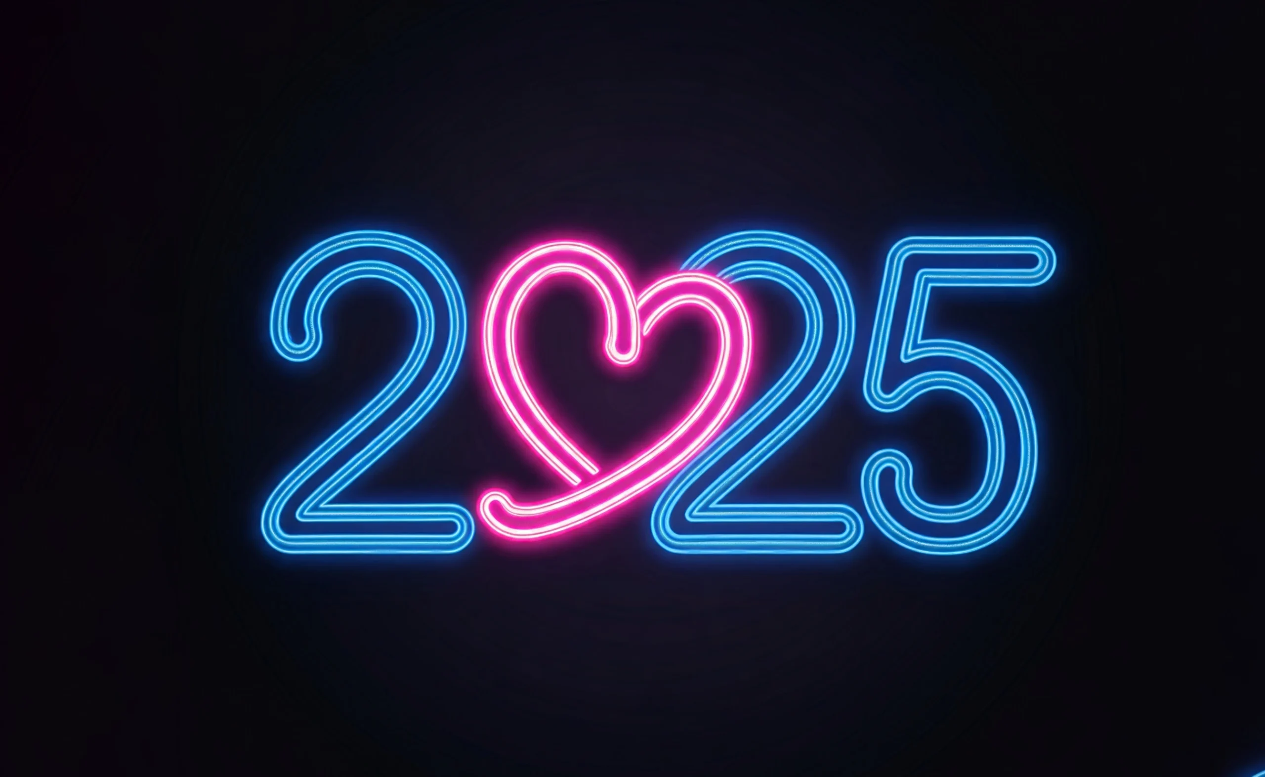 Neon light 2025 letters with love sign (new year image)