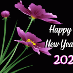 Happy new year gif animated flower image 2025 card
